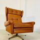 Vintage Danish retro mid-century Svend Skipper cognac leather chair 60s
