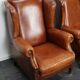 Set of 2 vintage club armchairs in cognac leather, Netherlands