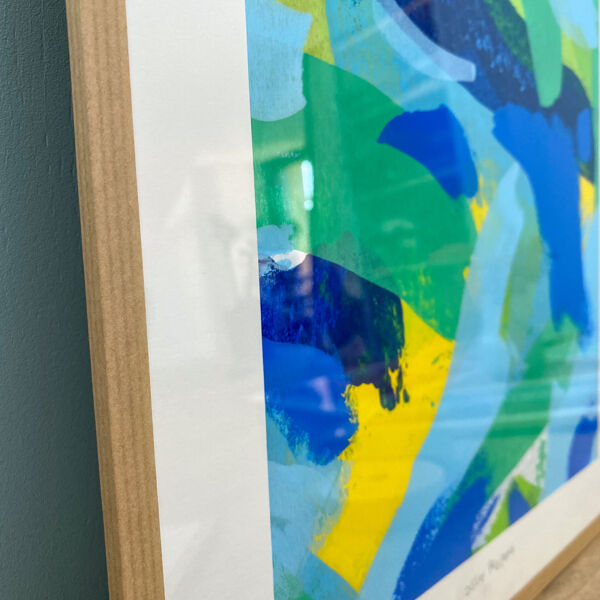 Peinture originale sous-verre «  Vers la plage »