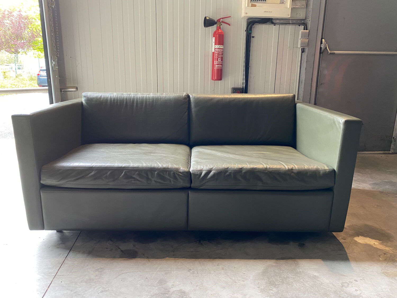 2-seater sofa and 2 armchairs set Pfister for Knoll khaki leather