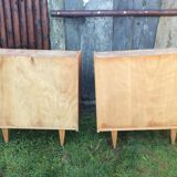 Commodes vintage (duo) en chêne  à 4 tiroirs.