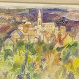 Pastel by Jean Cluseau Lanauve The vines in Beaujolais 1981