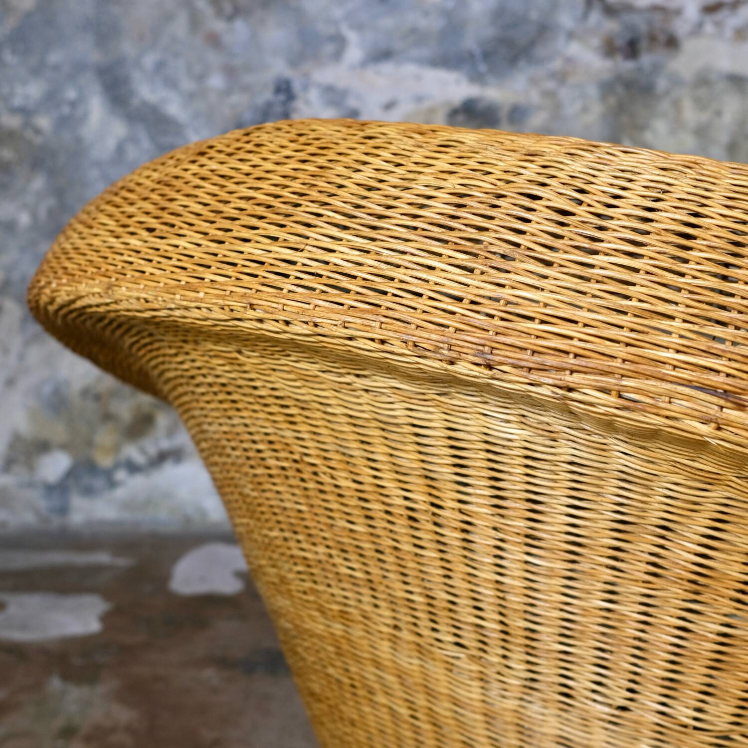 Large wicker basket armchair, Italy, 1970s