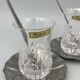6 GLASSES A THE TURKISH CRISTAL PASBACHE UNDER CUP SPOONFULS JUMBO STAINLESS STEEL 18/8