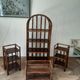 Vintage library 4 levels - wood, bamboo and rattan - retro 80s