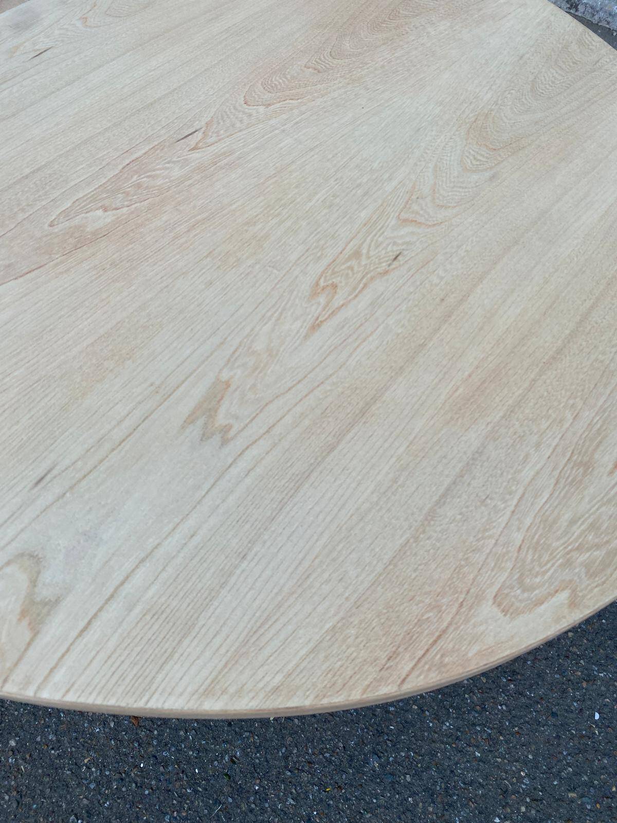 Table scandinave ovale extensible Baumann décapée en teck brut 240cm 1960