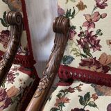 Pair of Renaissance style armchairs in solid walnut, 19th century