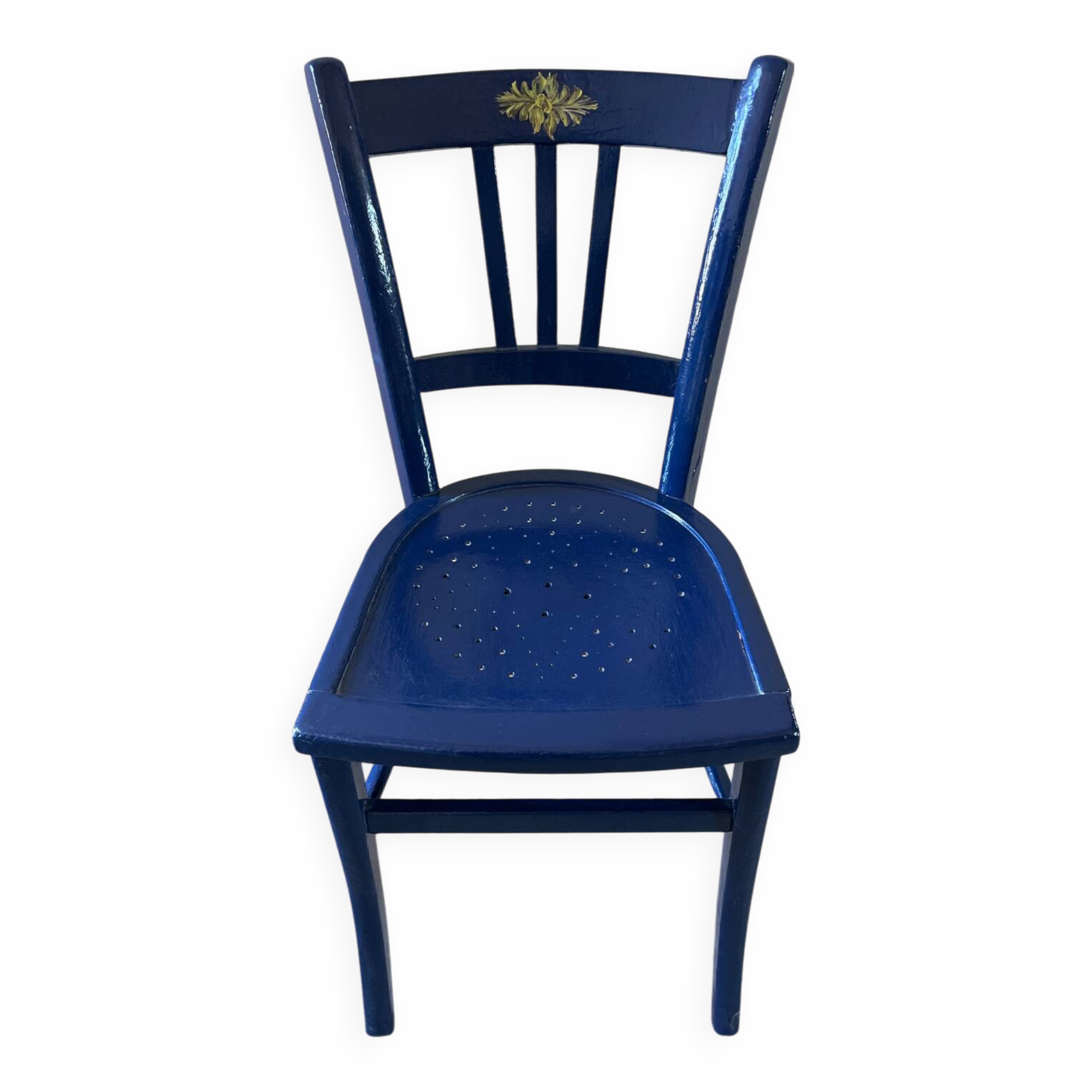 Antique bistro chair painted in midnight blue