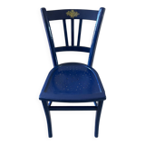 Chaise bistrot ancienne peinte en bleu nuit