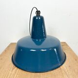 Industrial blue enamel factory pendant lamp, 1960s