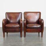 Set of 2 Sheepskin Leather Armchairs