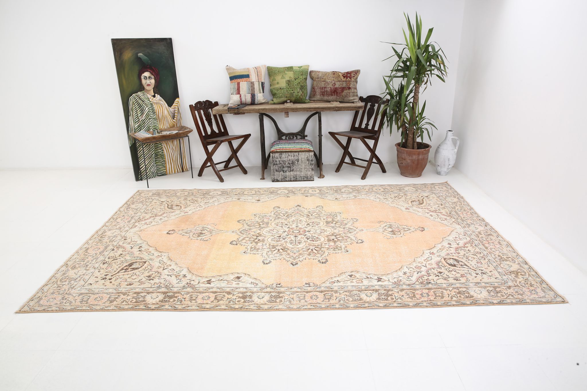 7x11 classic turkish vintage rug, vintage carpet rug 331x205cm