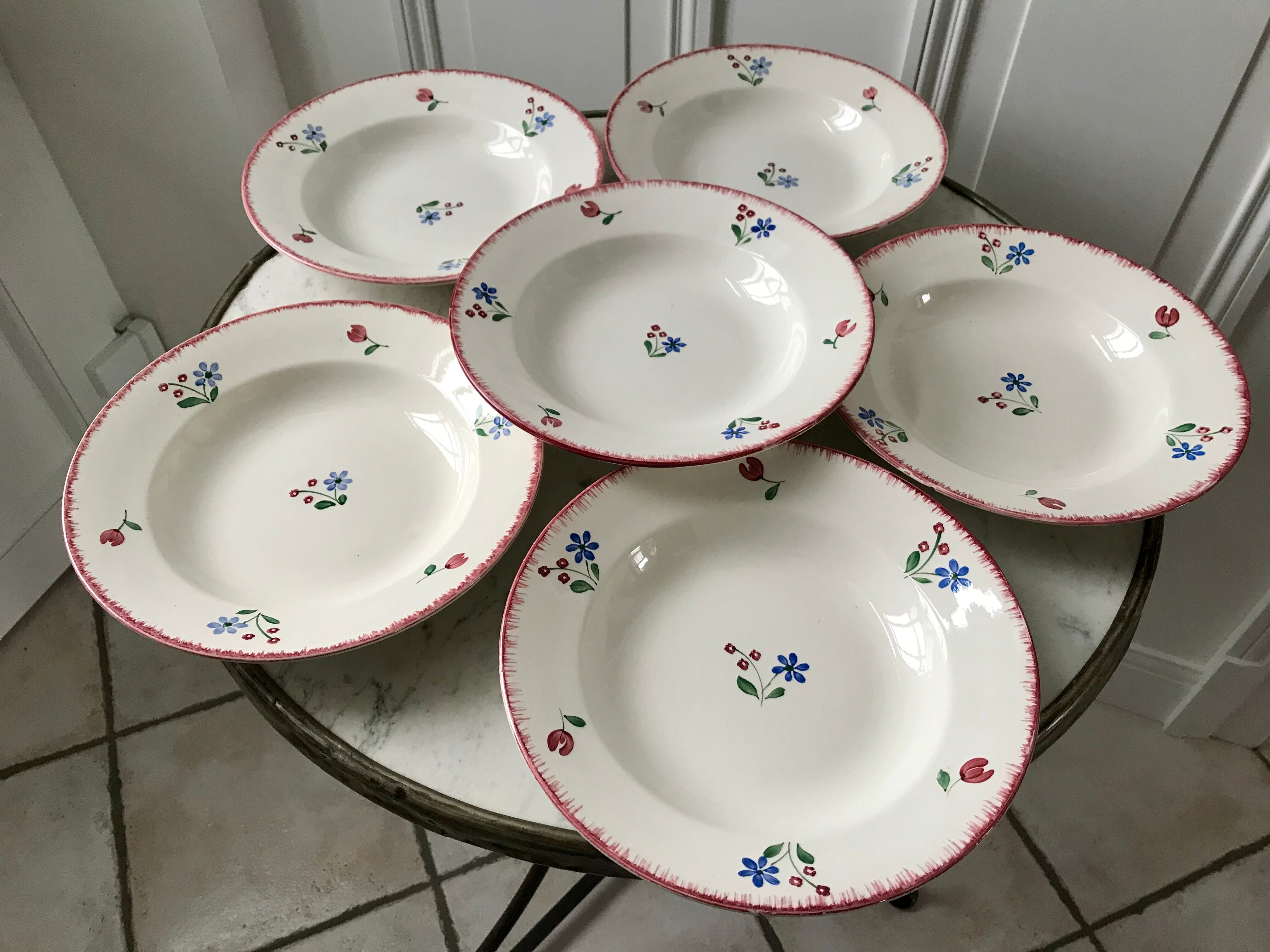 Lot of 5 hollow plates badonviller model "dany" years 30-40
