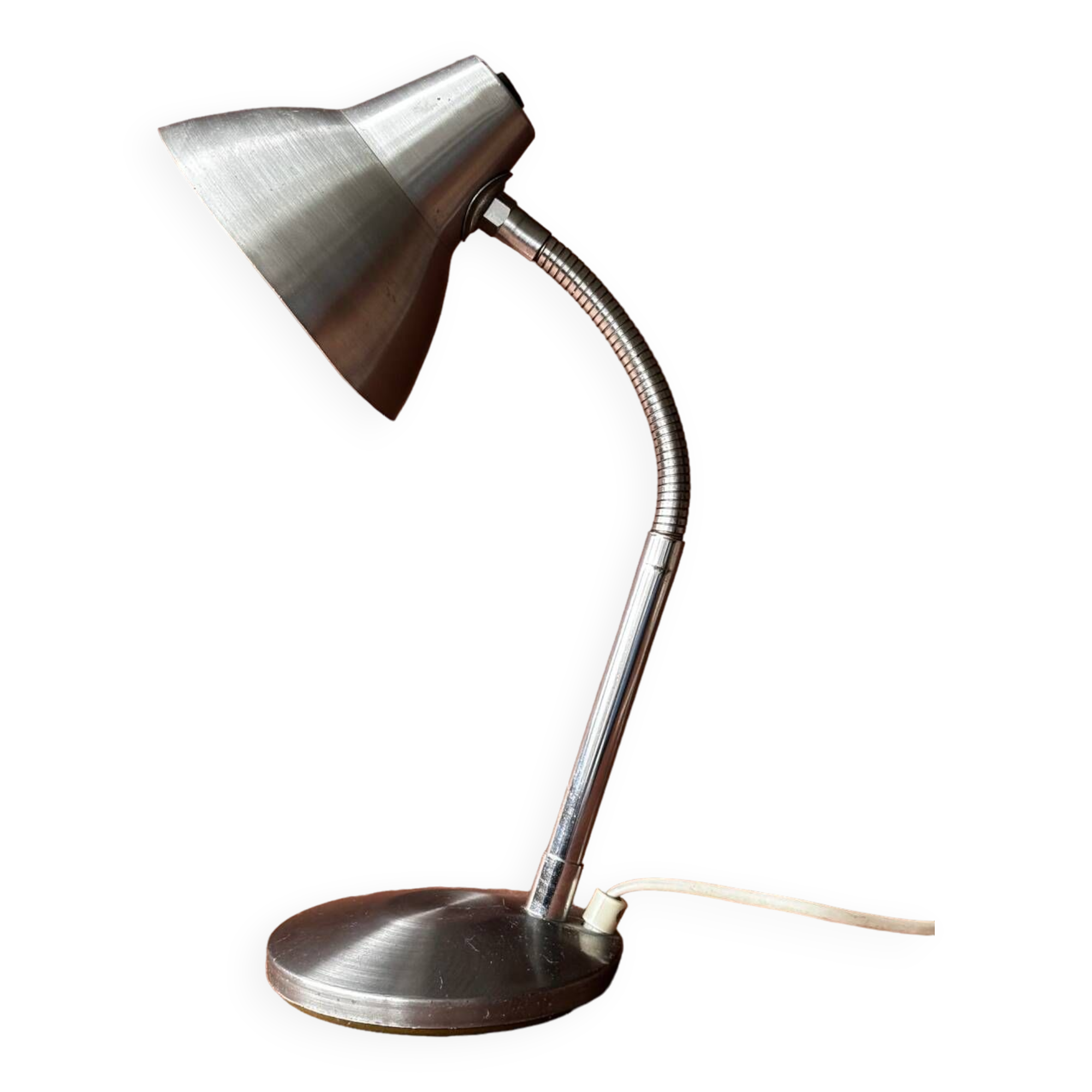 Lampe de bureau vintage en aluminium brossé