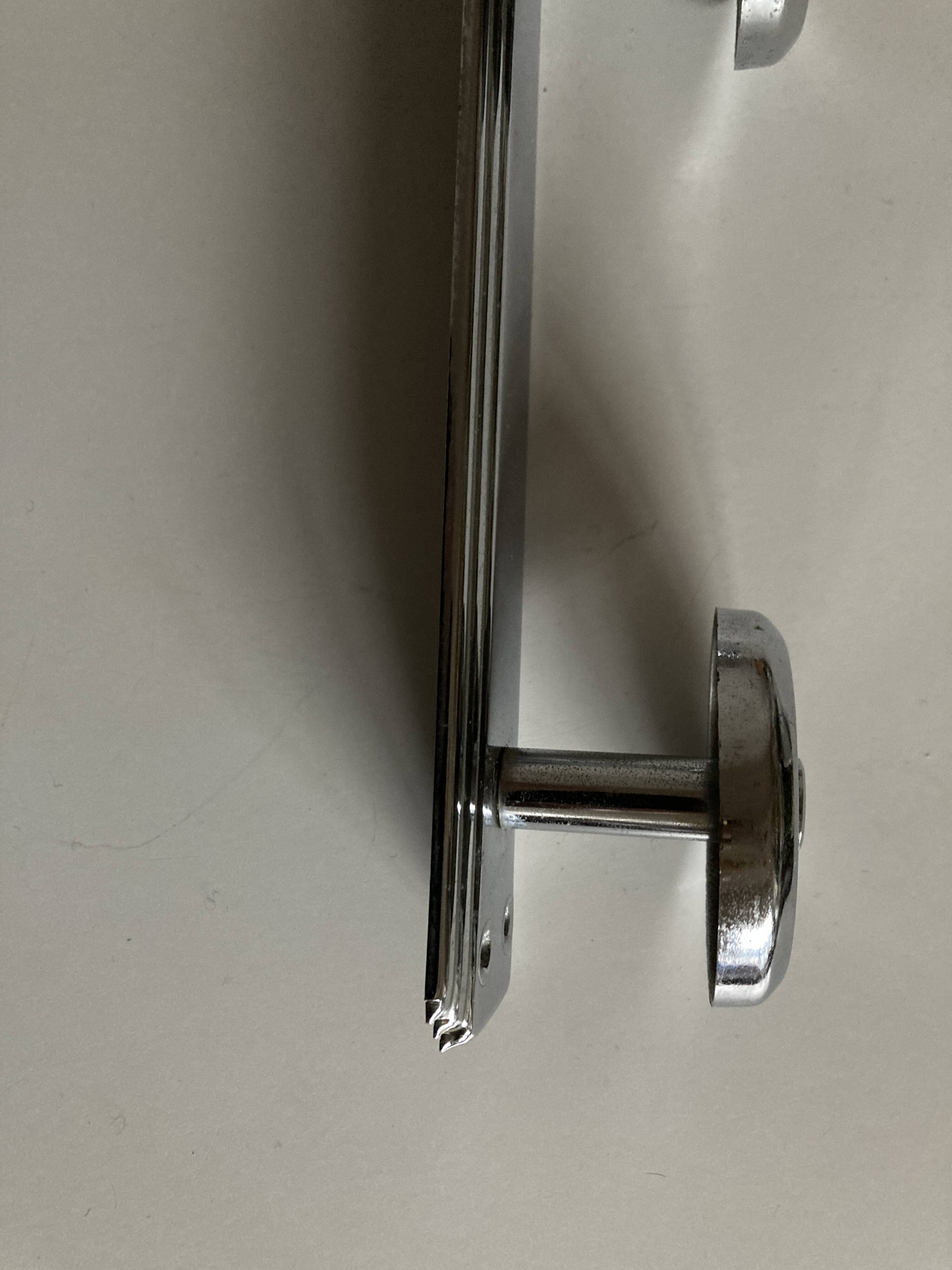 chrome Art Deco bathroom coat hook 57cm