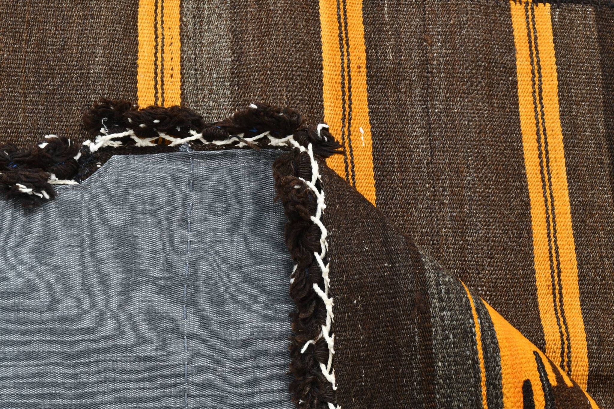 Tapis Kilim vintage rayé orange et marron 6x9, 172x291 cm