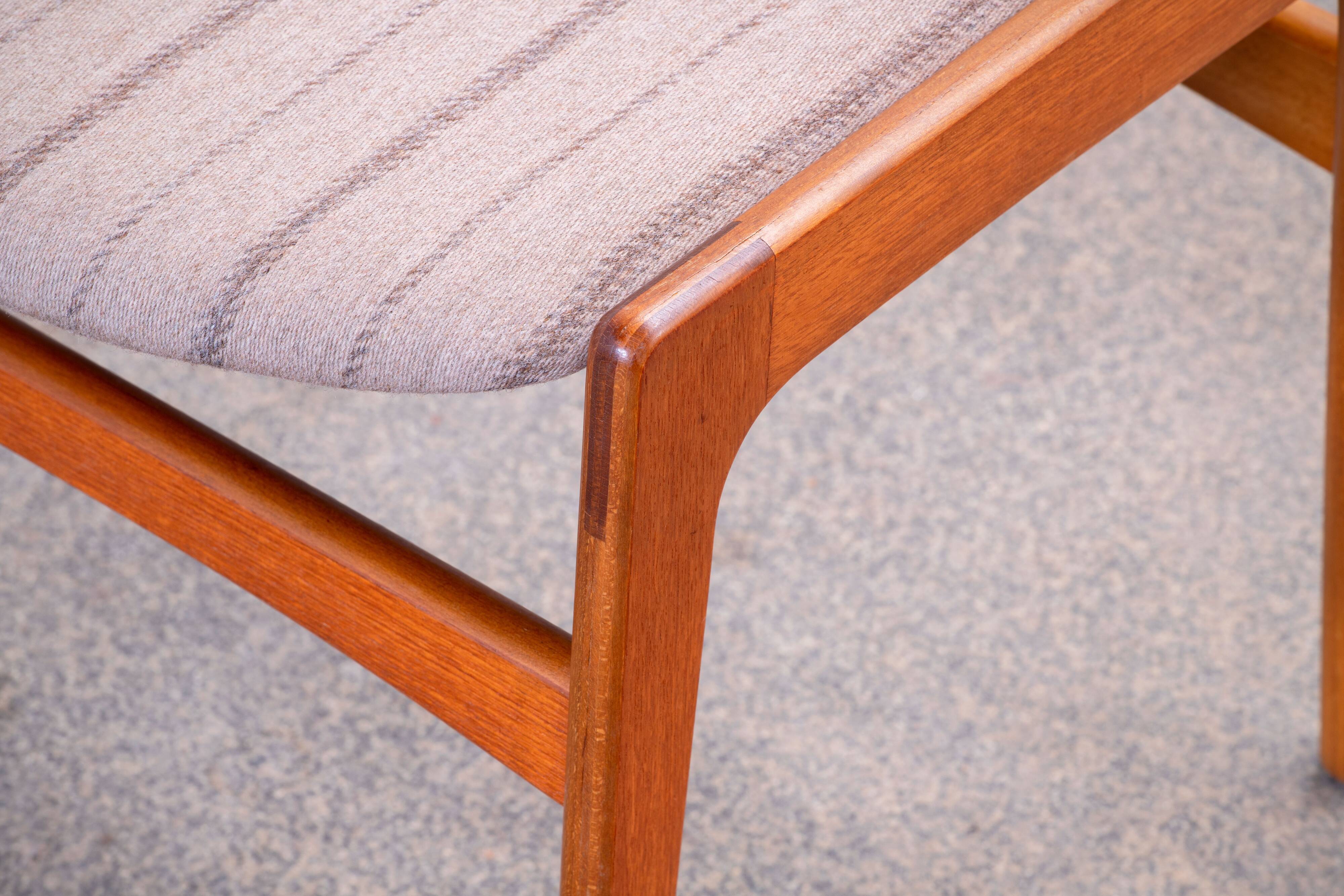 Set of 6 Scandinavian chairs vintage solid teak and wool 1960