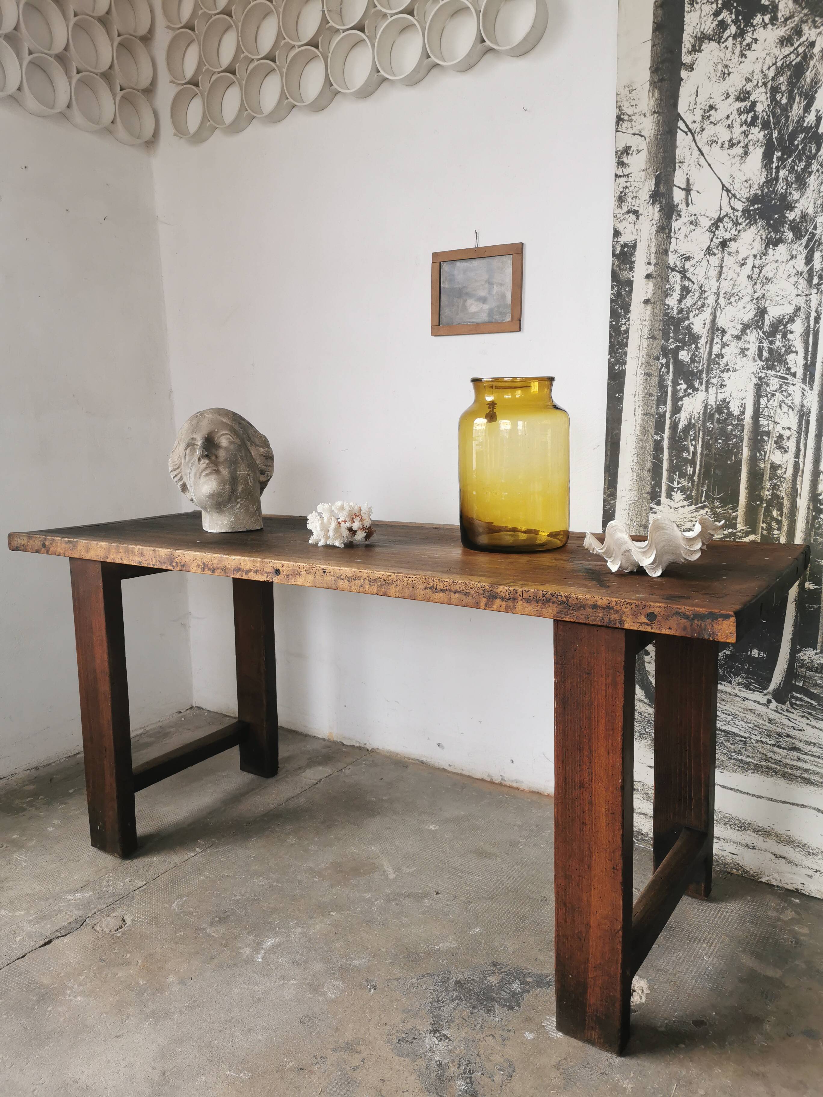 Workbench, brutalist console, solid wood