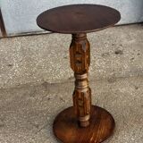 1930s carved wooden side table - oak and pine