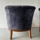 Paire de fauteuils tonneau vintage en velours bleu gris - année 50/60