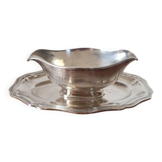 Saucière et son Dormant en Métal Argenté