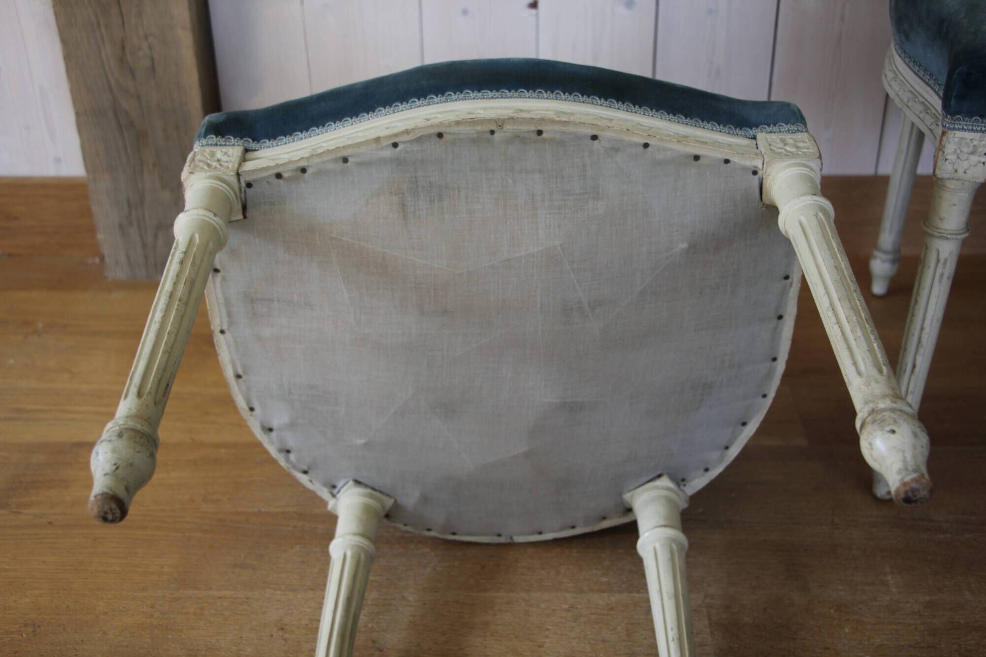 Pair of Louis XVI style medallion back chairs