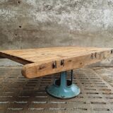 Antique dining table XXL on industrial machine leg