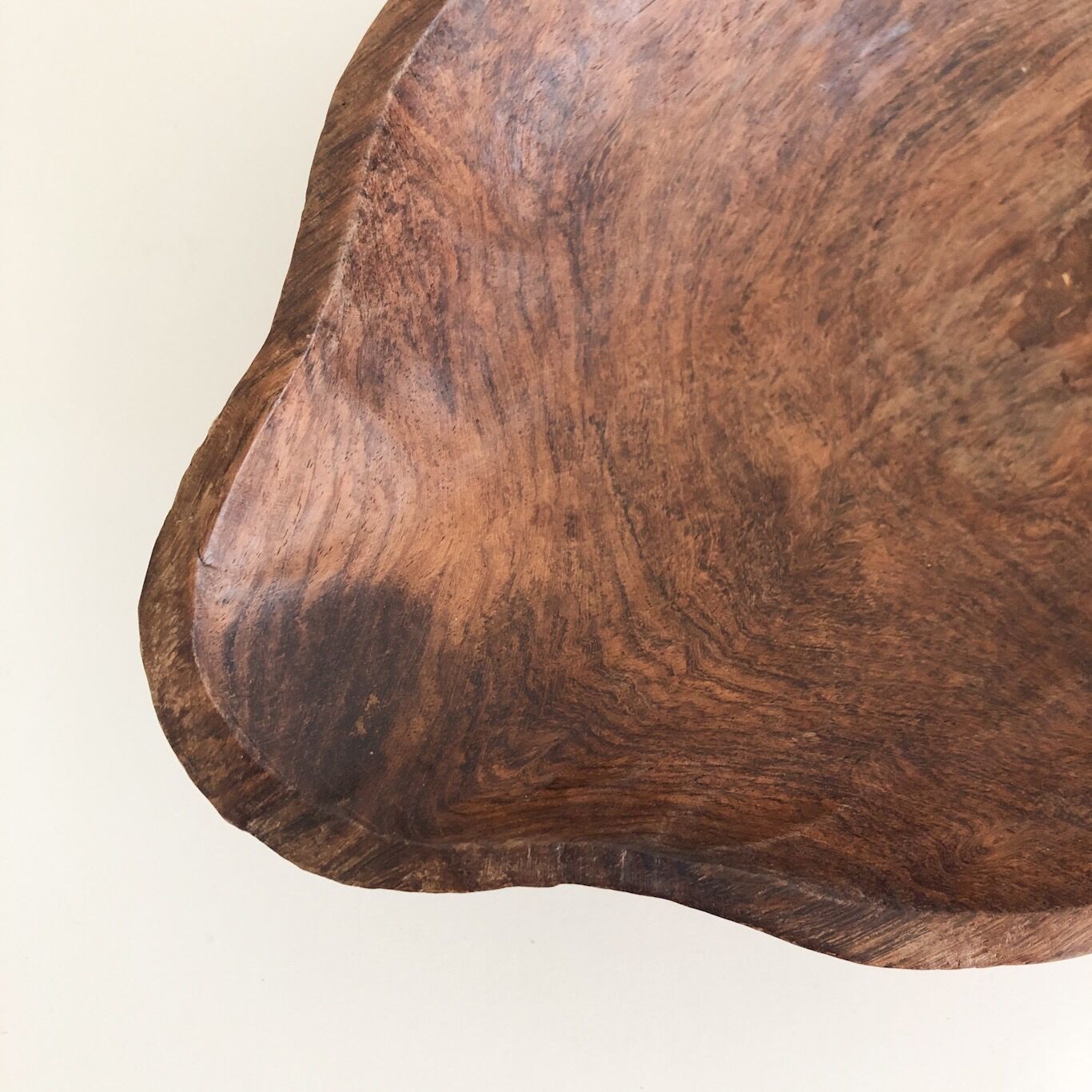 Flat wooden bowl