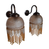 Pair of grapevine wall lamps