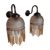 Pair of grapevine wall lamps