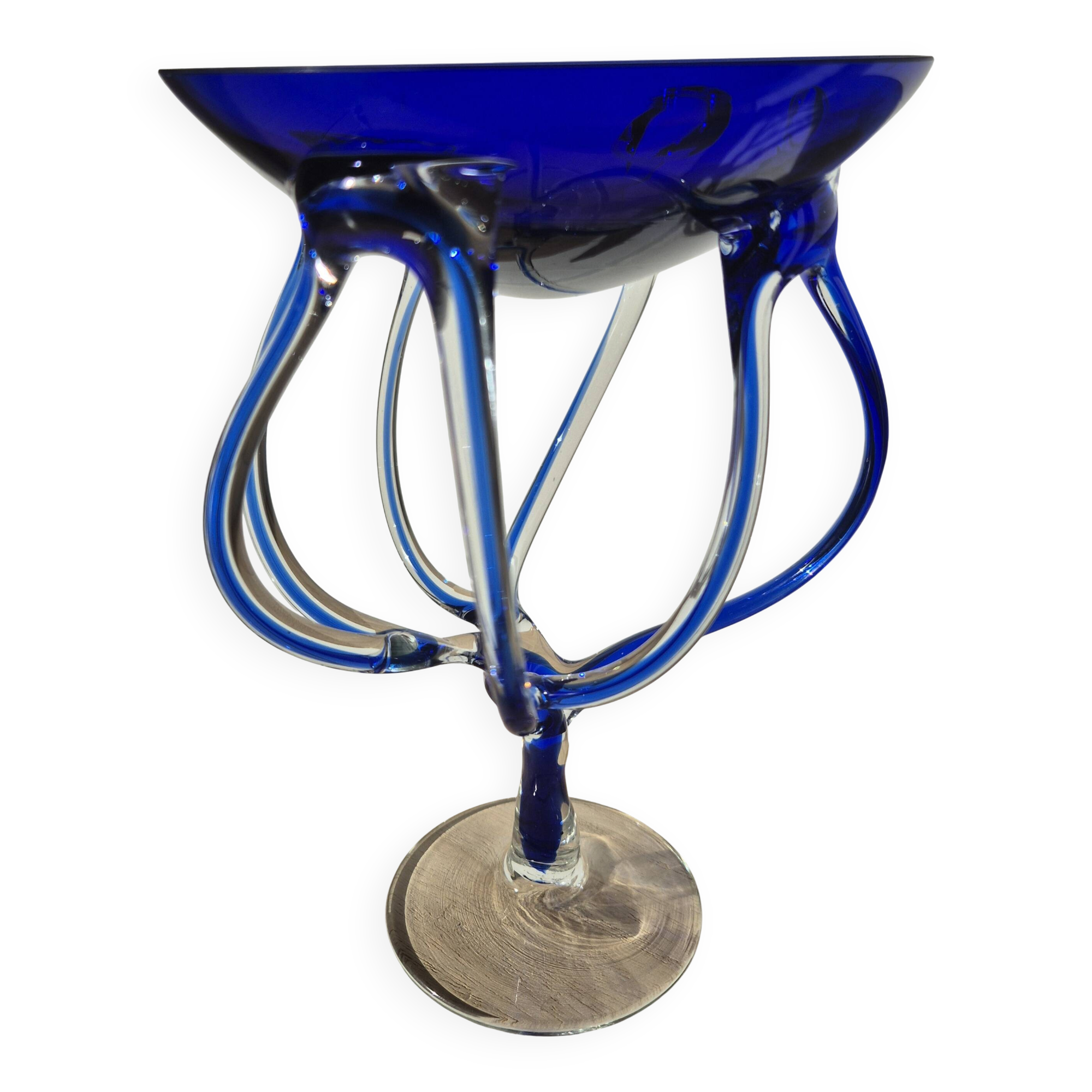 "Medusa" coupe in Jozefina Krosno style in blown glass – Cobalt Blue
