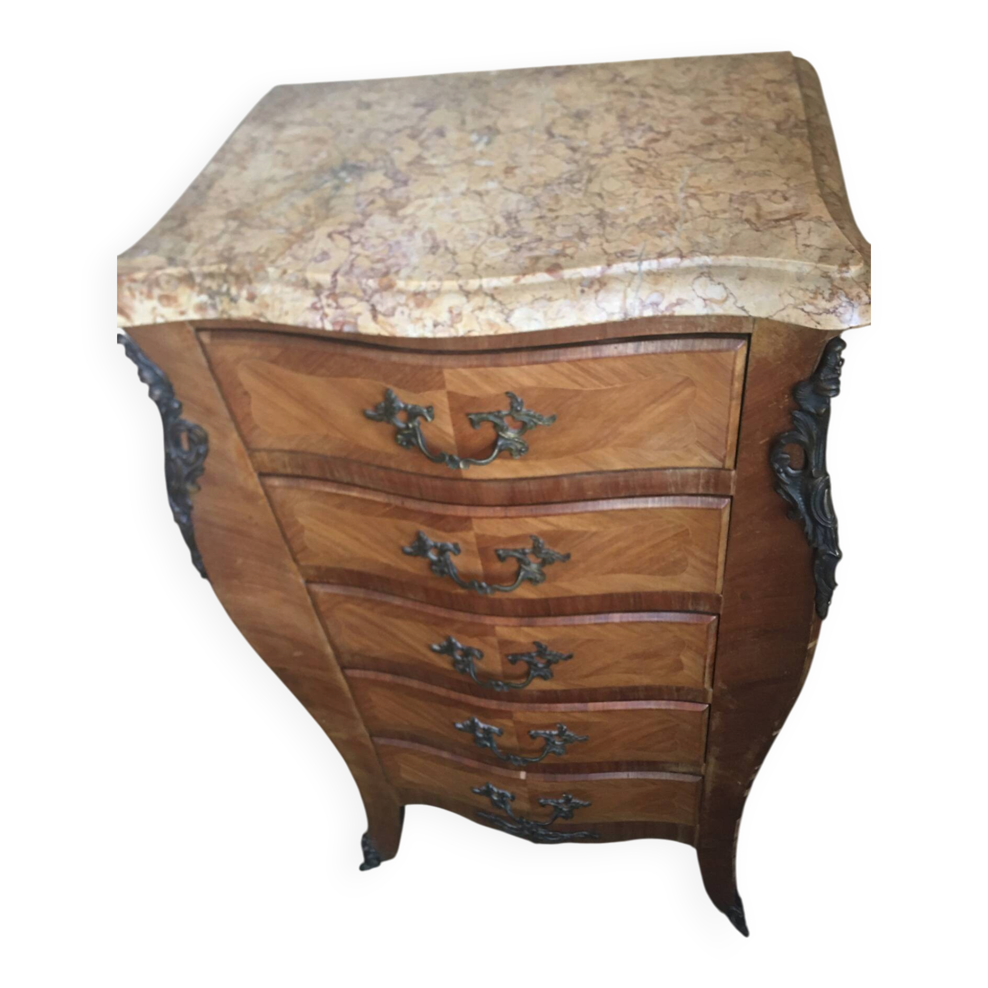 Rosewood and marble chest of drawers