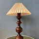 Vintage wooden table lamp with pleated shade