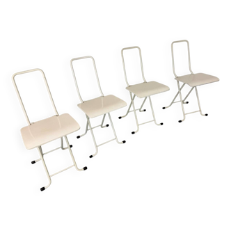 Ensemble de 4 chaises pliantes italiennes modernistes, années 1980