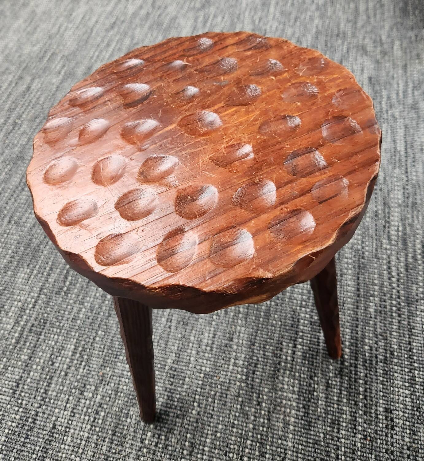 Brutalist wooden tripod stool