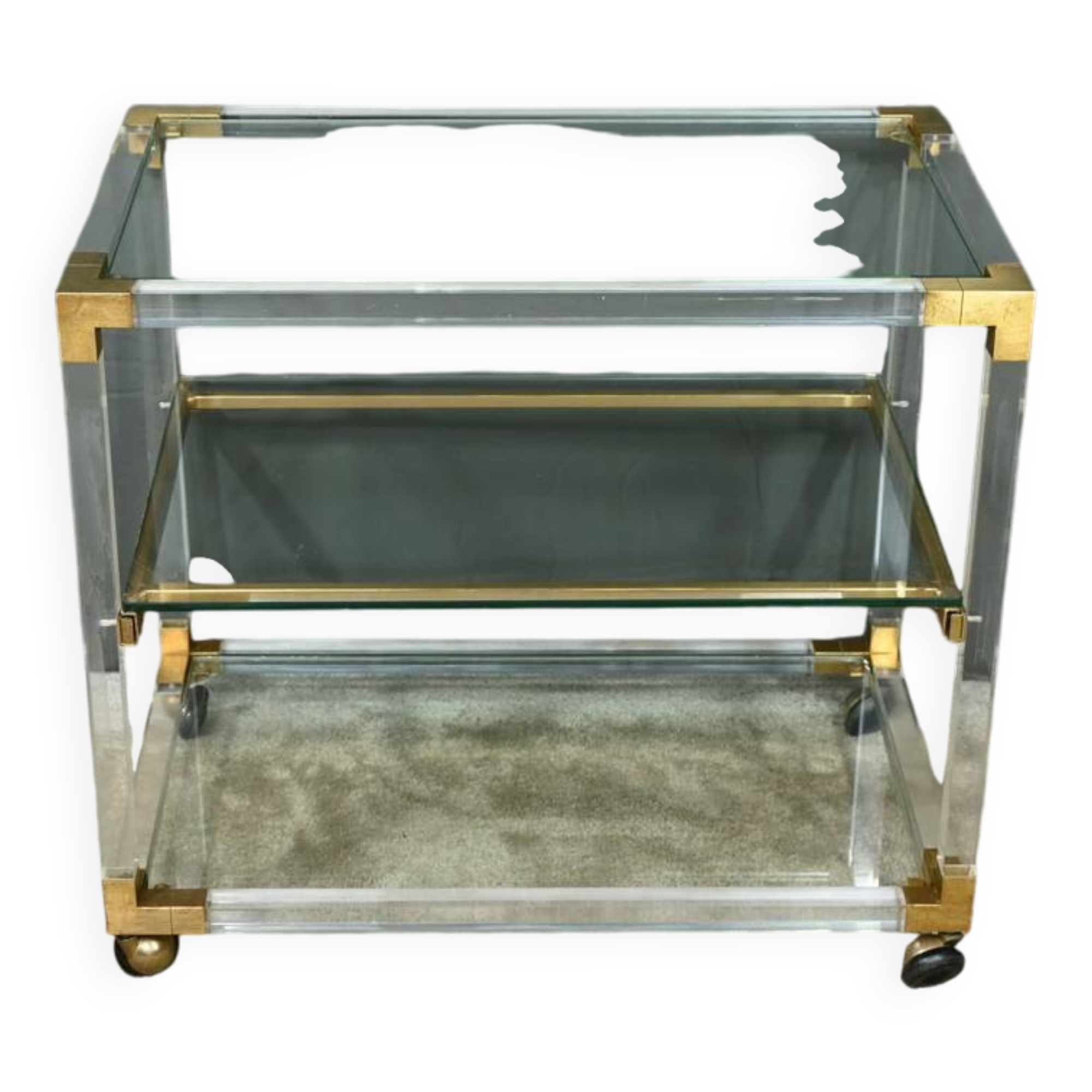 Rolling acrylic and brass serving table – 1960