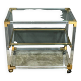 Rolling acrylic and brass serving table – 1960
