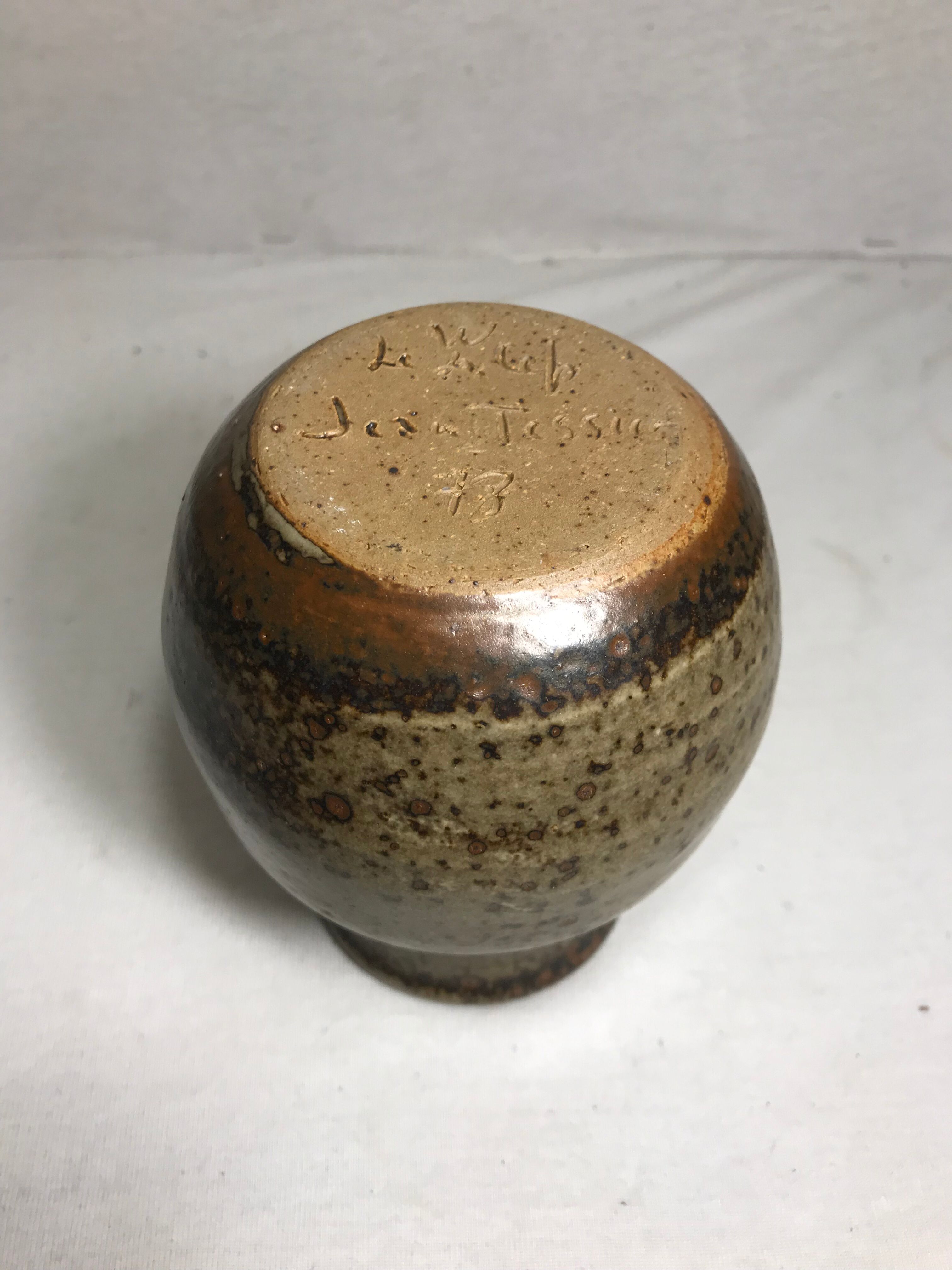 Old ceramic stoneware vase Villenauxe Jean Tessier, 78