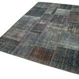 Handmade anatolian overdyed 173 cm x 240 cm grey patchwork rug