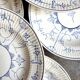 6 deep plates Boch La Louvière in blue glazed earthenware, "Copenhagen" service - 1920s-30s