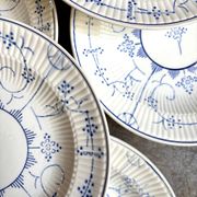 6 deep plates Boch La Louvière in blue glazed earthenware, "Copenhagen" service - 1920s-30s