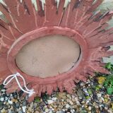 Vintage antique golden wooden sun mirror