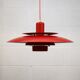 Red vintage Jeka Metaltryk  lamp  -  Danish Modern Design