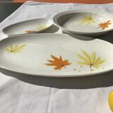 Set 3 plats Longchamp crème feuilles