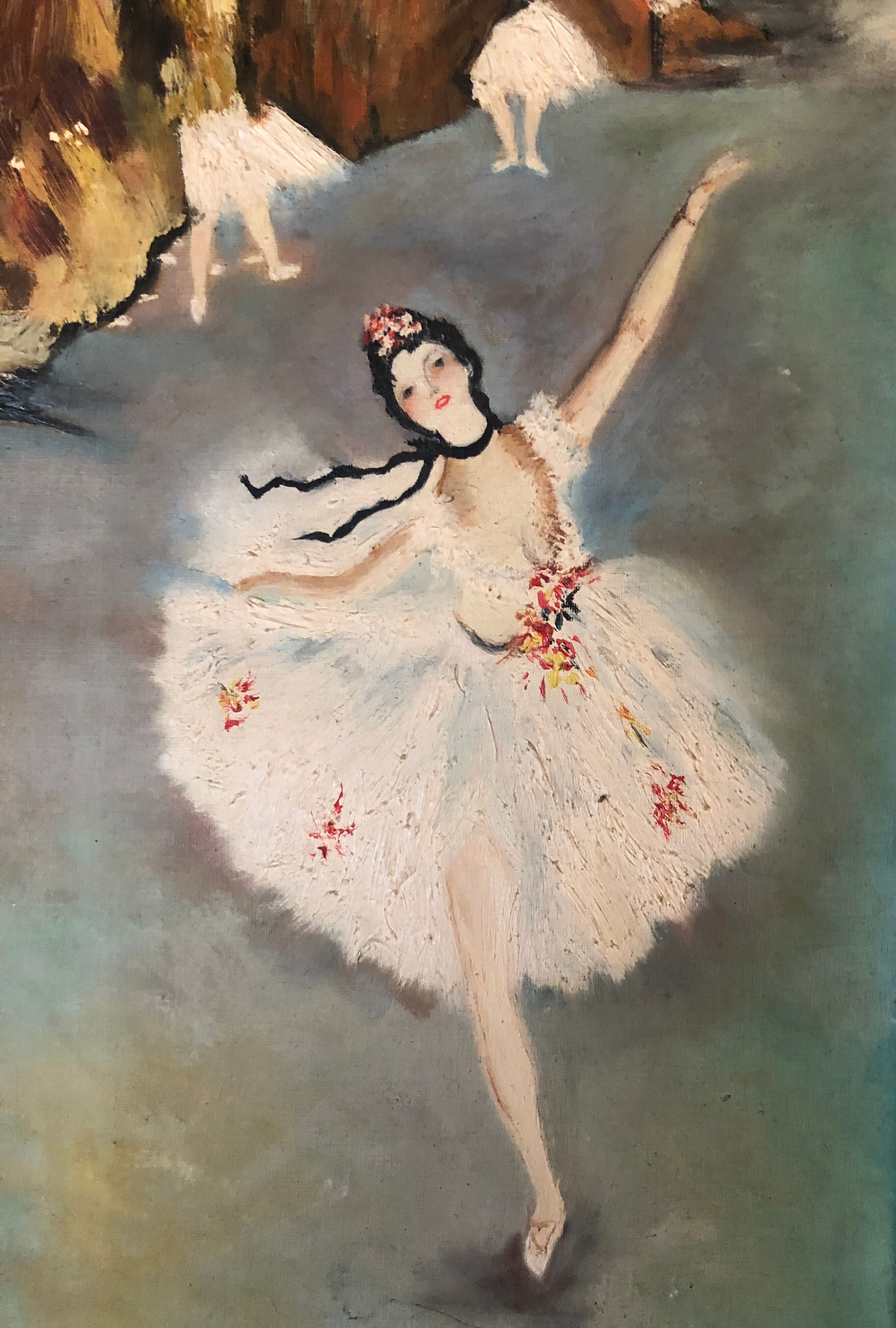 Huile sur panneau : danseuse
