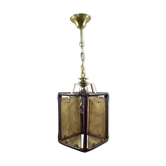Lanterne 1 lumière bambou et verres fumés