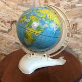 Old world map ms globe metal + bakelite base white vintage cream