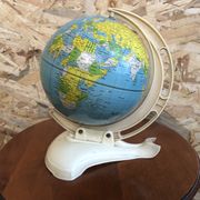 Old world map ms globe metal + bakelite base white vintage cream
