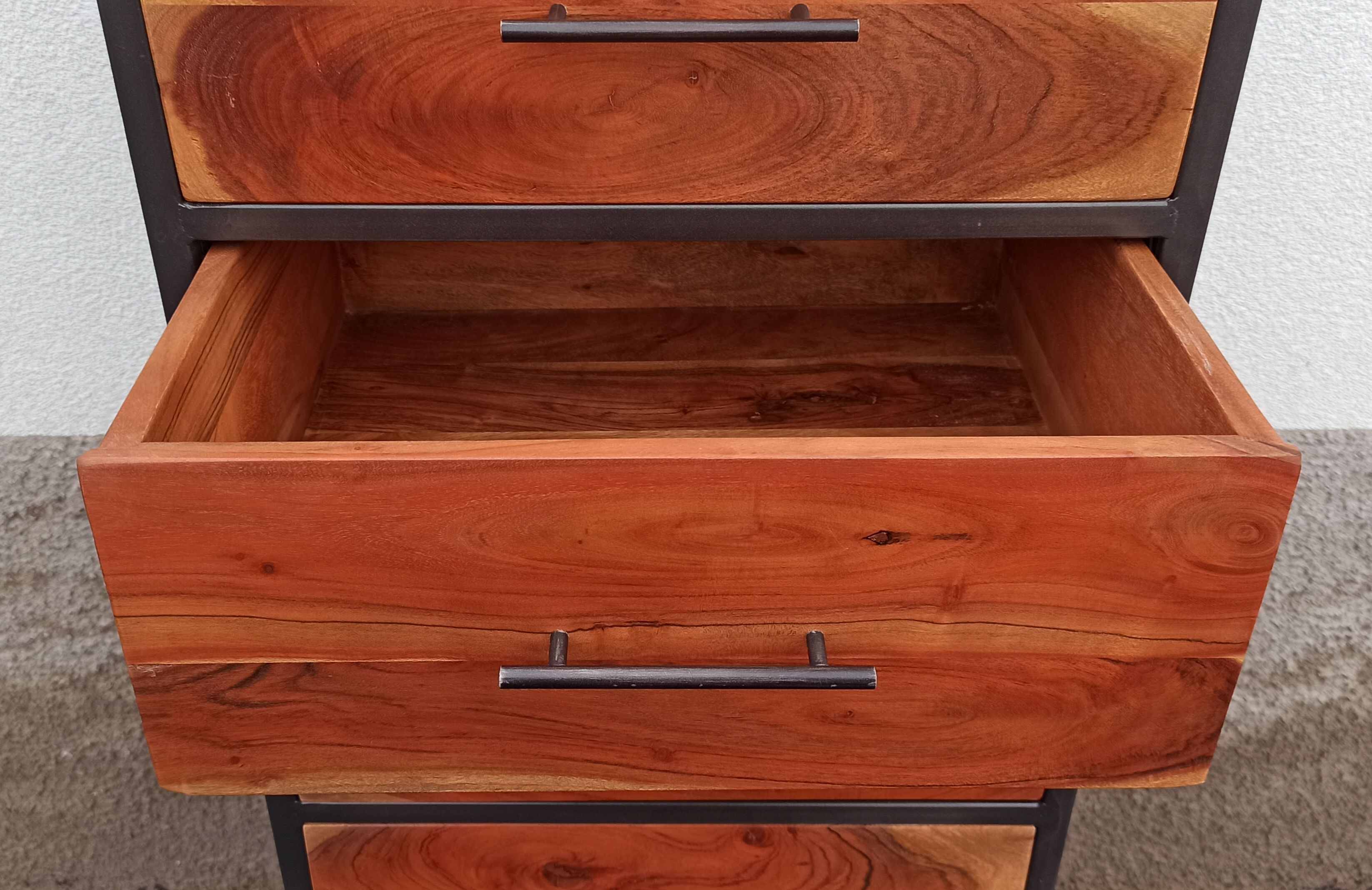 High metal furniture with 6 wooden drawers