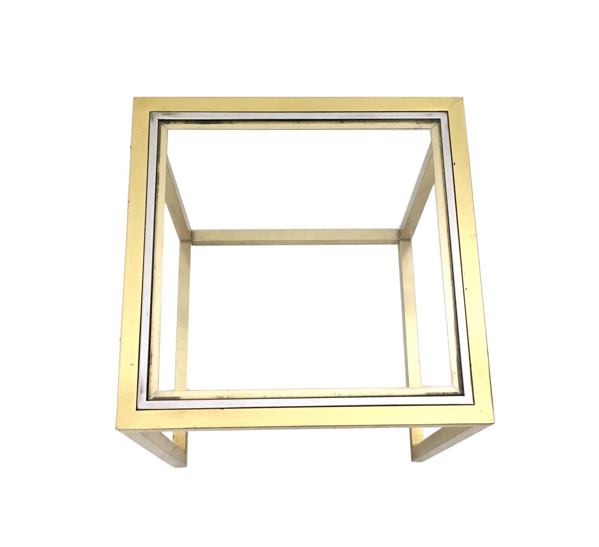 Set of Postmodern Brass, Steel and Glass Nesting Tables by Romeo Rega, Italy